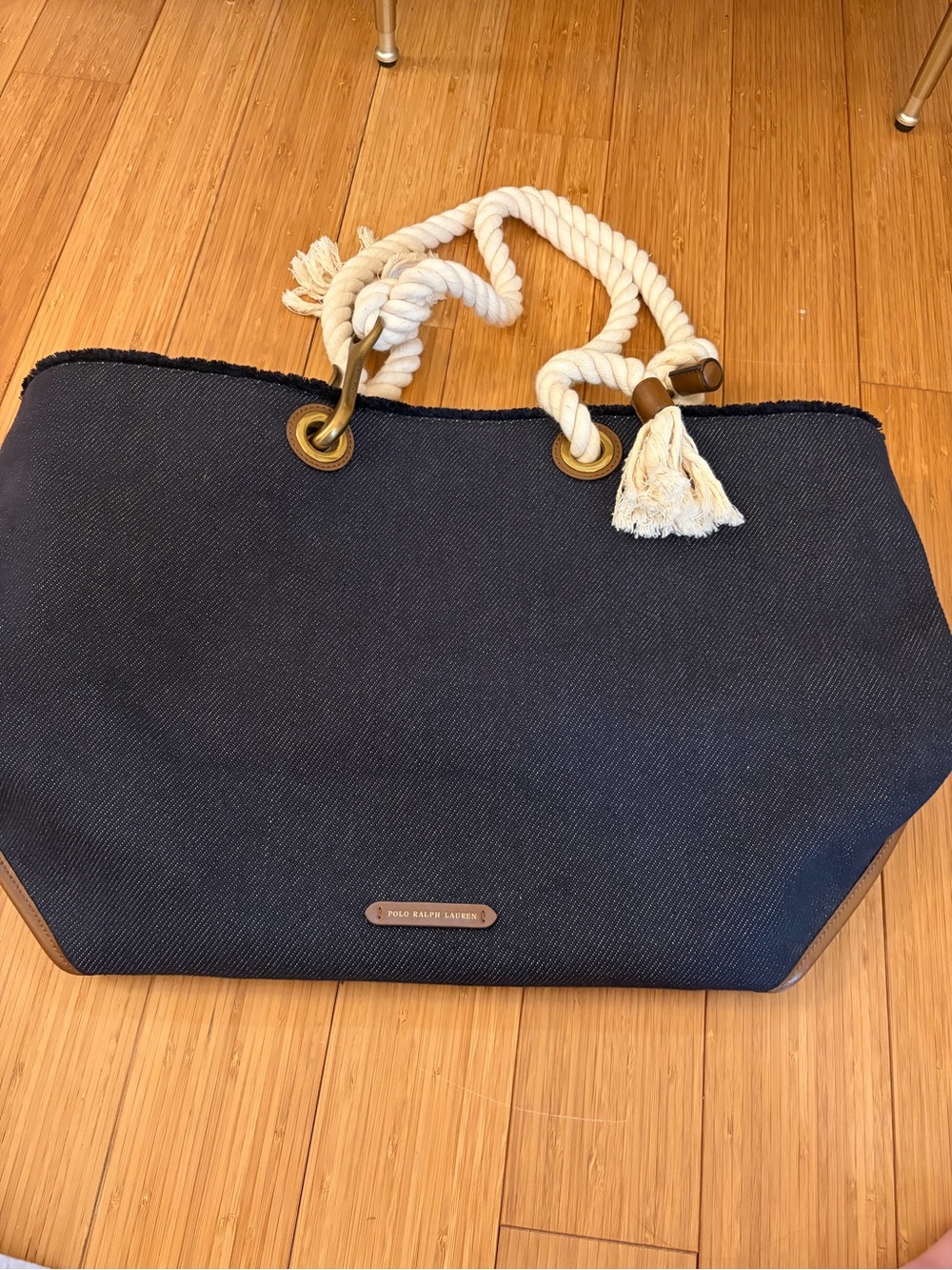 Polo Ralph Lauren Navy Canvas Tote with Rope Handles